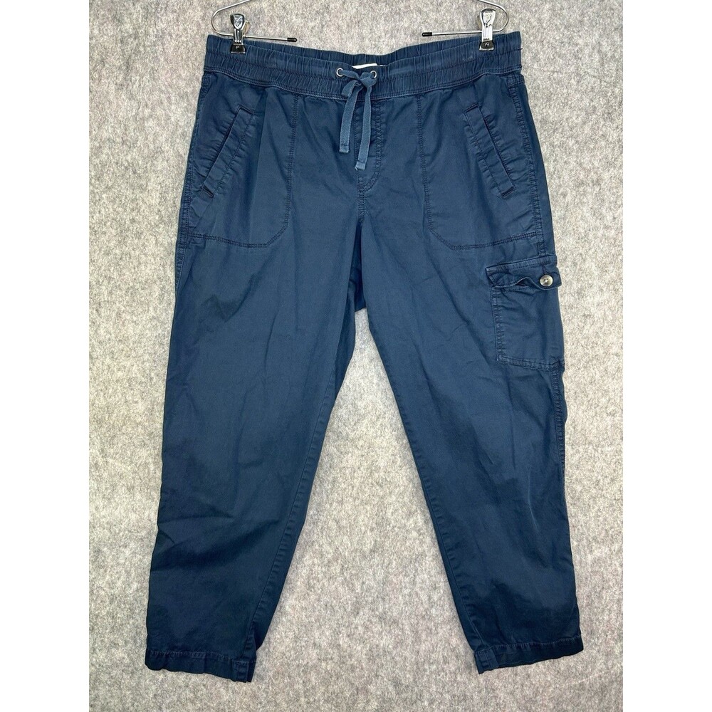 Sonoma Goods For Life Navy Roll Tab Cargo Capris Drawstring Waist Size 12